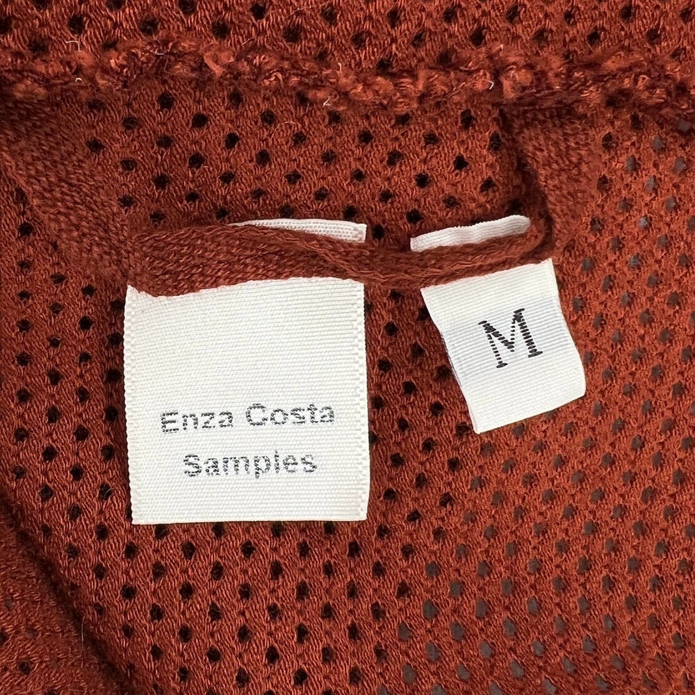 ENZA COSTA Shirt Womens Medium Rust Red Open Knit Scoop Neck Tank Sleeveless NEW - Picture 7 of 9